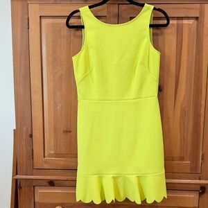 J. Crew Neon Yellow Scalloped-Hem Mini Dress